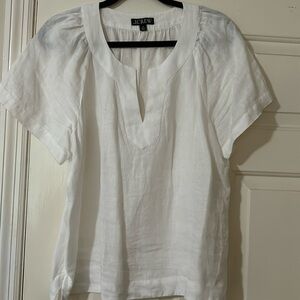 Jcrew Linen Flutter Sleeve Top Women M